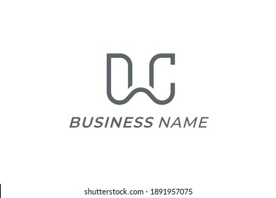 letra creativa W y C del logotipo de diseño