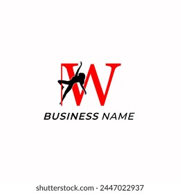 design logo creative letter W and pole dance