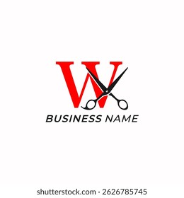 design logo creative letter W and scissors