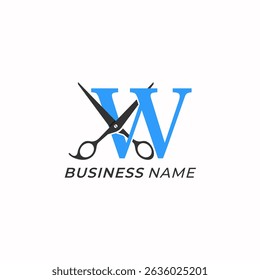 design logo creative letter W and scissors icon