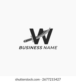 Design Logo kreativer Buchstabe W und Schwert