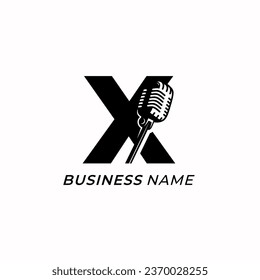 design logo creative letter X and microphone karaoke