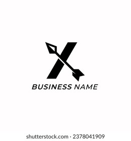 letra creativa X y flecha del logotipo de diseño