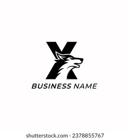 design logo creative letter X and wolf