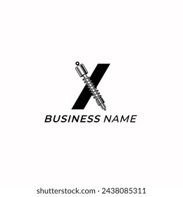 design logo creative letter X and shock breaker