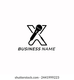 design logo creative letter X and microphone