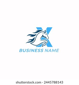 design logo creative letter X and horse