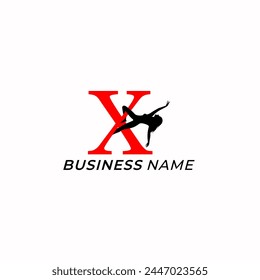 design logo creative letter X and pole dance