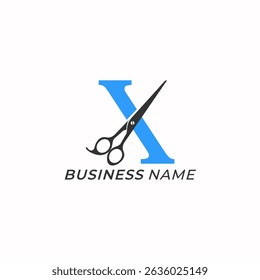 design logo creative letter X and scissors