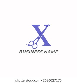 design logo creative letter X and scissors