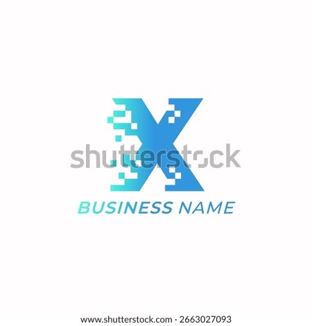 design logo creative letter X and pixel