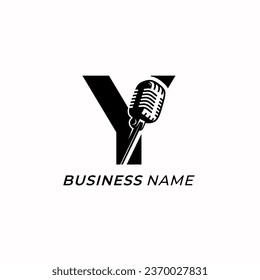 design logo creative letter Y and microphone