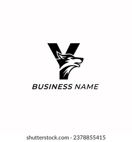 design logo creative letter Y and wolf