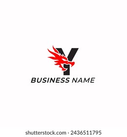 design logo creative letter Y and head dragon