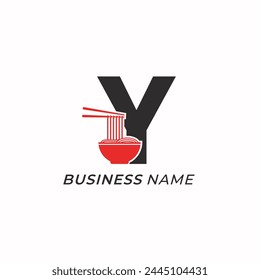 design logo creative letter Y and noodle