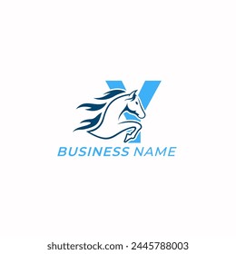 diseño logo carta creativa Y y animal de caballo