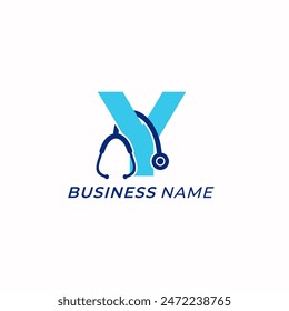 design logo creative letter Y and stethoscope