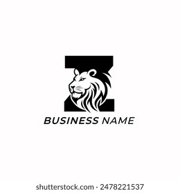Logo de diseño de la letra creativa Z y cabeza de león