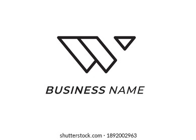 letra de línea creativa del logotipo de diseño W