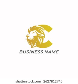 design logo creative lion head and letter C
