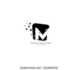 Design Logo Creative M Letter Modern Abstract Shape Dots Black Monogram