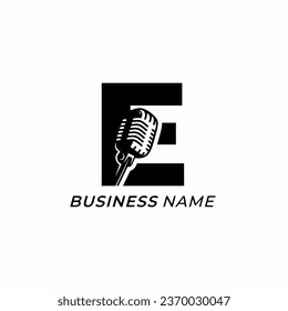 design logo creative microphone and letter E