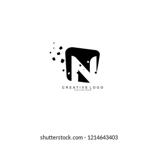 Design Logo Creative N Letter Modern Abstract Shape Dots Black Monogram