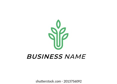 design logo creative natural and leaf