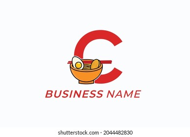 design logo creative noodle and letter C