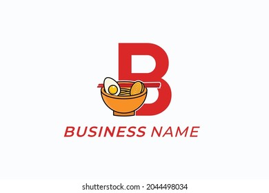 design logo creative noodles and letter B