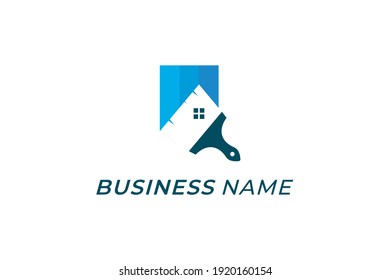 design logo creative paint brush and home