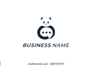 design logo creative panda and bubble chat