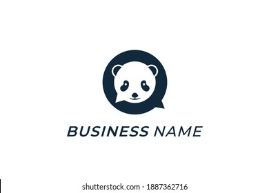 design logo creative panda and bubble chat