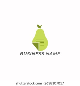 design logo creative paper and fruit pear