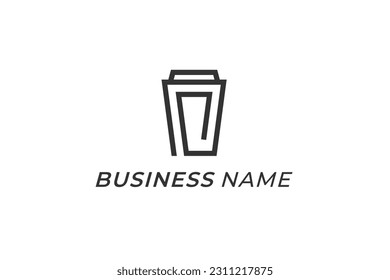 design logo creative paperclip and coffe cup