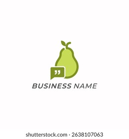 design logo creative pear fruit and text message