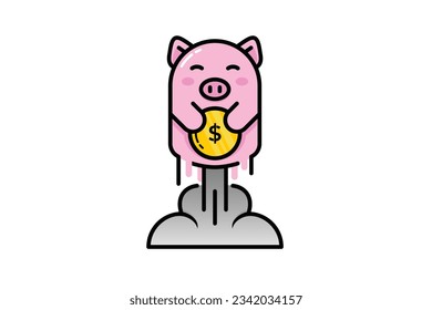 design logo creative pig and launch money