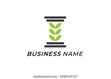 design logo creative pillar and leaf