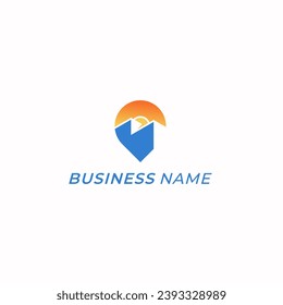 design logo creative pin position and mountain
