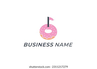 design logo creative pink donuts and flag