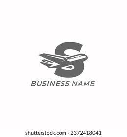 design logo creative plane and letter S
