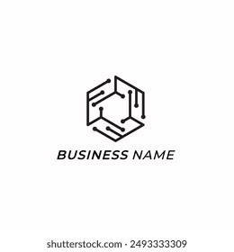 design logo creative polygon and circuit tech
