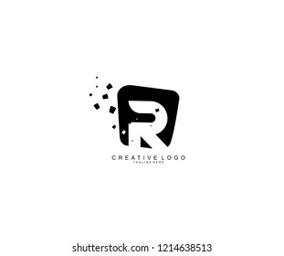 Logotipo de diseño Letra R creativa Forma abstracta moderna Dots Monograma negro