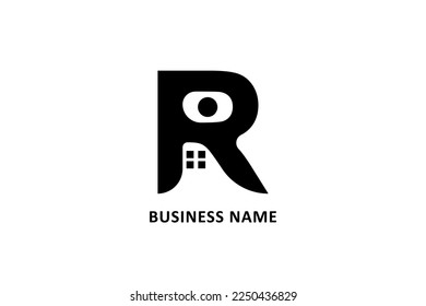 Logo de diseño letra inmobiliaria creativa R