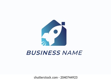 design logo creative rocket and home