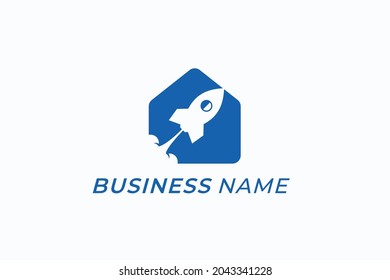 logotipo de diseño cohete creativo y hogar