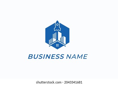 design logo creative rocket and home