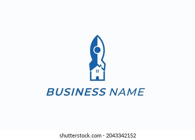 logotipo de diseño cohete creativo y hogar