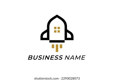 design logo creative rocket and house