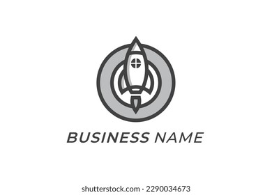 design logo creative rocket launch and circle